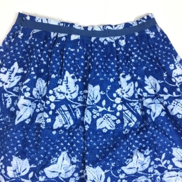 GAP Skirt 100% Linen Pleated Floral Flowers Bow Spring Prairie Natural Fibers 4 - Picture 4 of 8